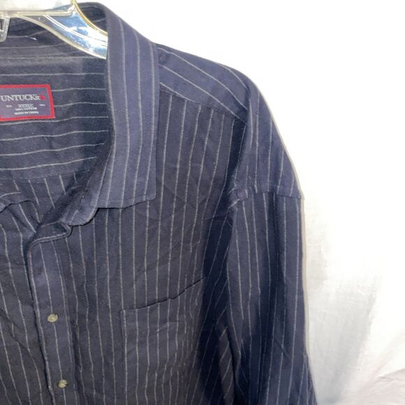 Untuckit Men’s Dress Shirt Size 3XL Black Striped Going Out Party - Picture 4 of 12